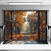 Aperturee - Cedar Forest Open Window Autumn Photography Backdrop